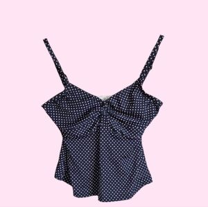 Maxine Black/Pink Polka Dot Women Tankini Underwire D Cup Swimsuit Top